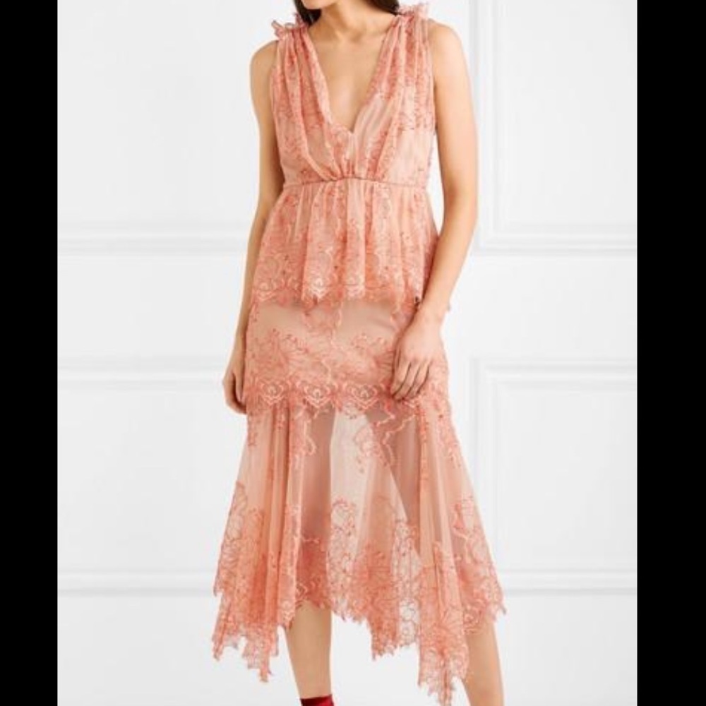 Alice Mccall Celemtine Lace Peplum Tiered Gown Pink 4
